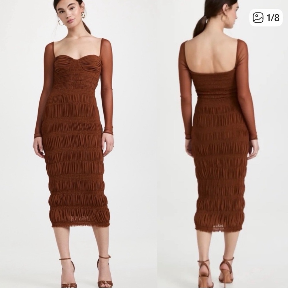 Self-Portrait Chocolate Long Sleeve Dress